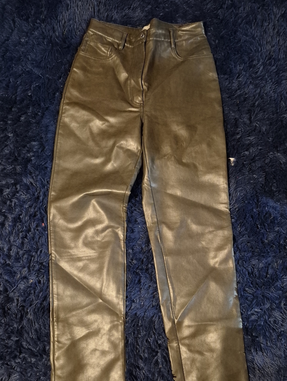 Wilfred Faux Leather Straight-Leg Jeans in Olive Green